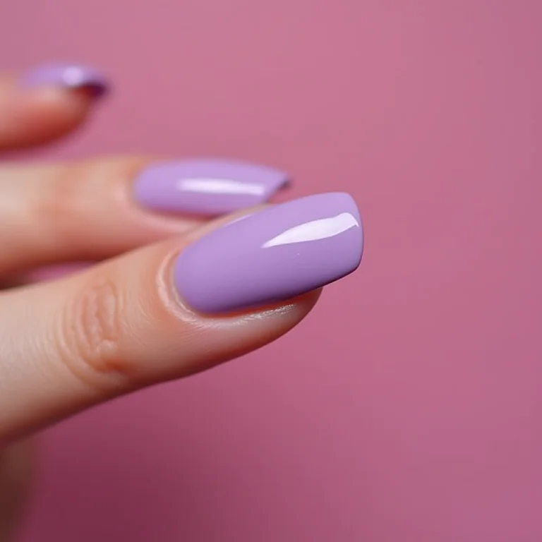 Unhas com esmalte lilás lavanda