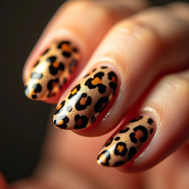 Unhas com estampa de oncinha.