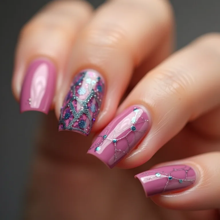 Unhas com estampas geométricas minimalistas