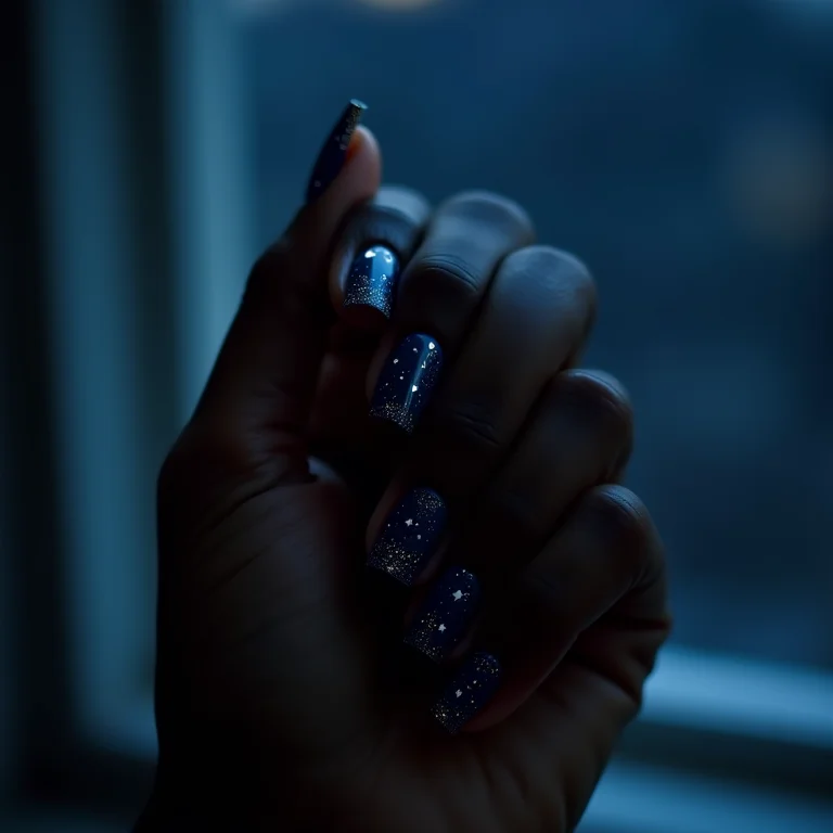 Unhas com estrelas cadentes