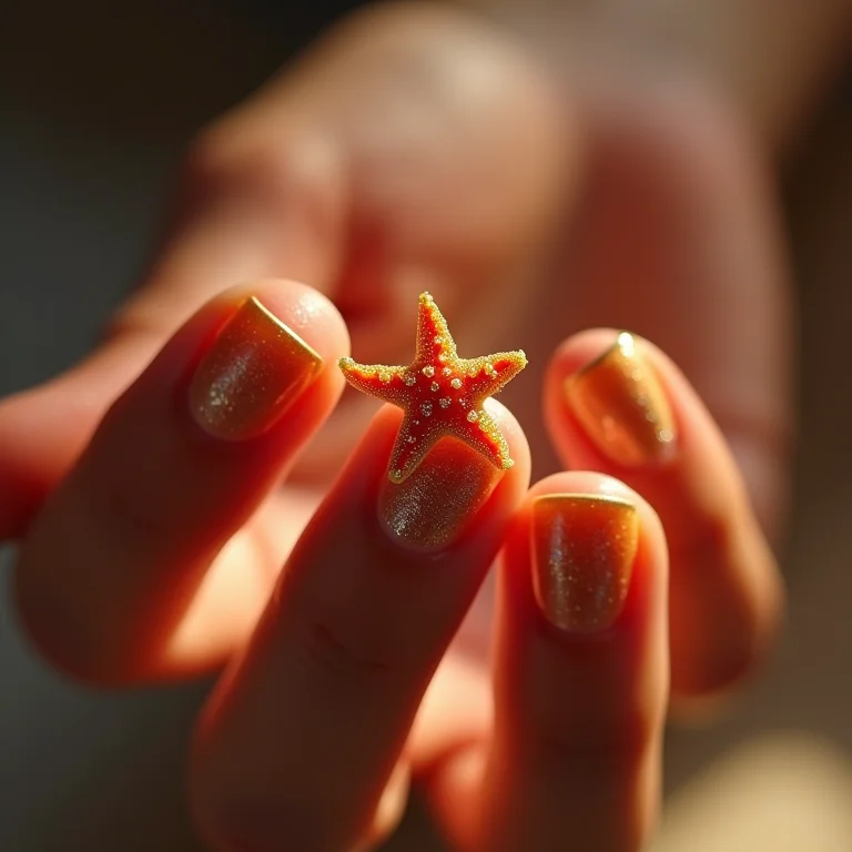 Unhas com estrelas do mar: luz, esperança e renovação.
