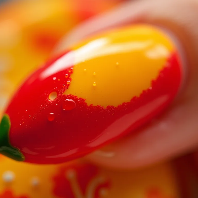 Unhas com explosão de cores e pimenta