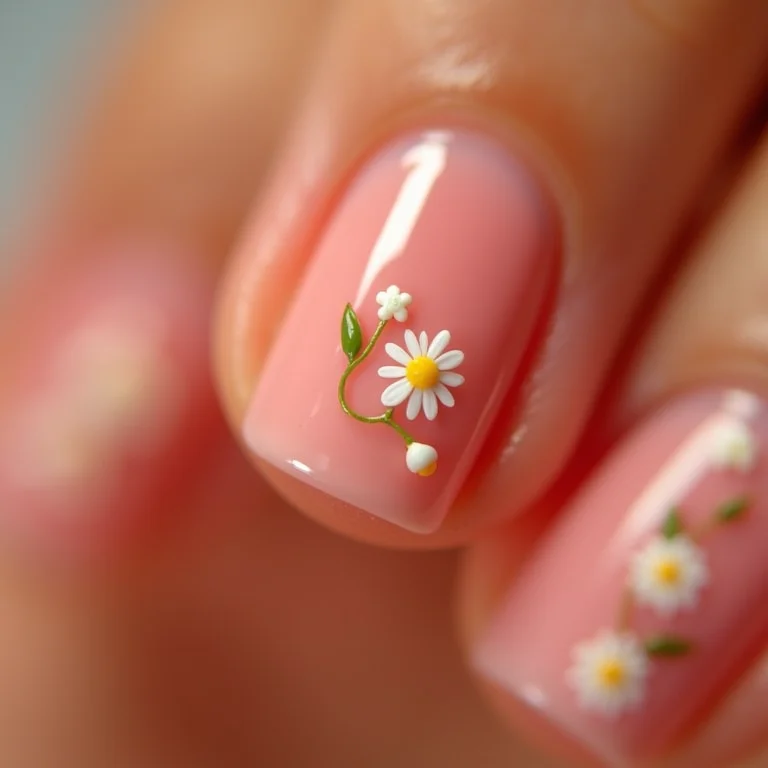 Unhas com flores delicadas