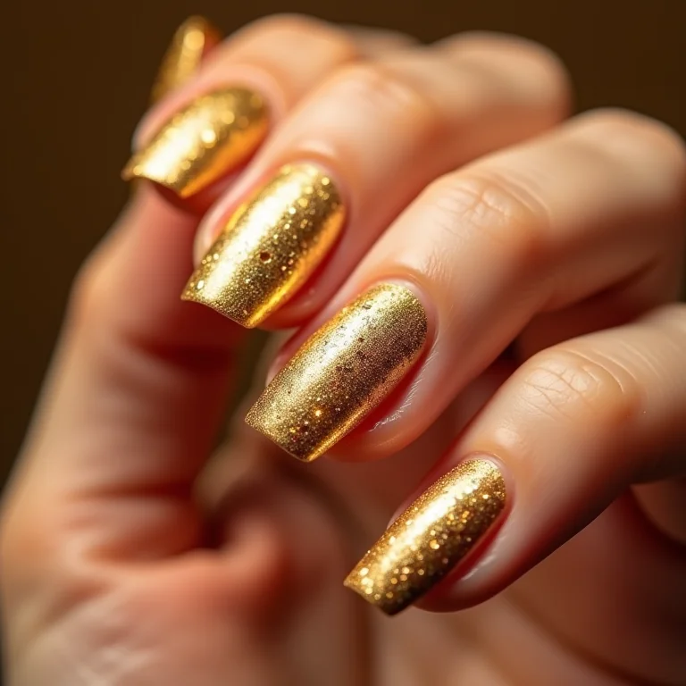 Unhas com folha de ouro Born Pretty