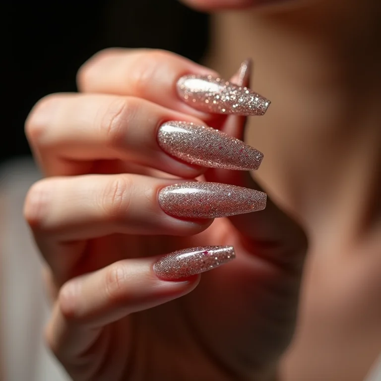 Unhas com glitter e pedrarias glamourosas