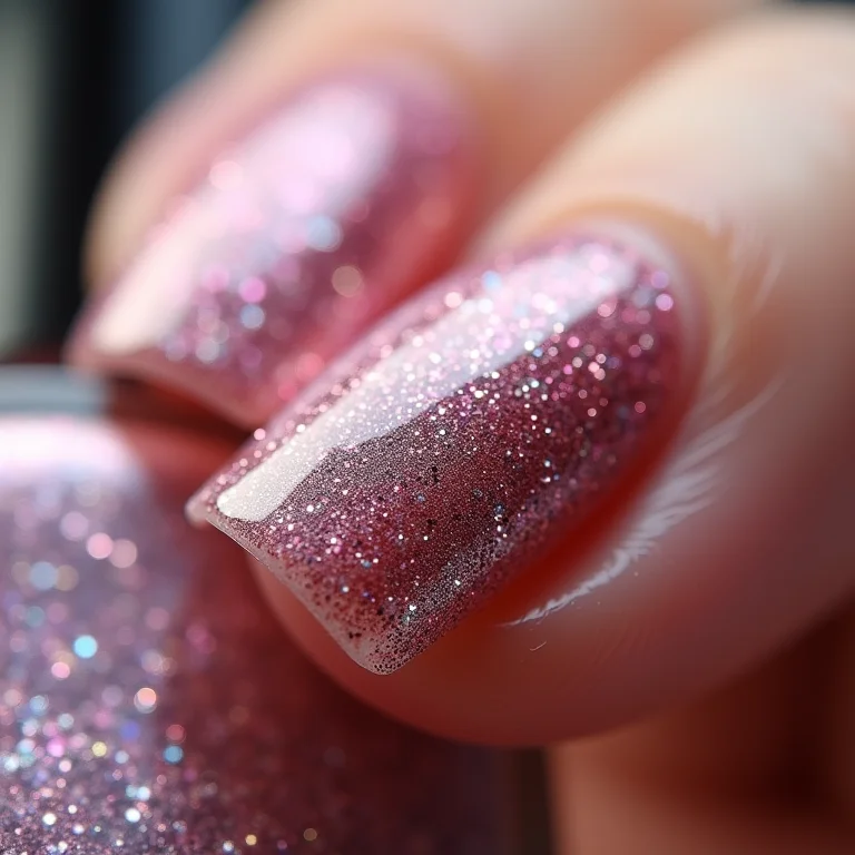 Unhas com glitter e tema de cachorrinho