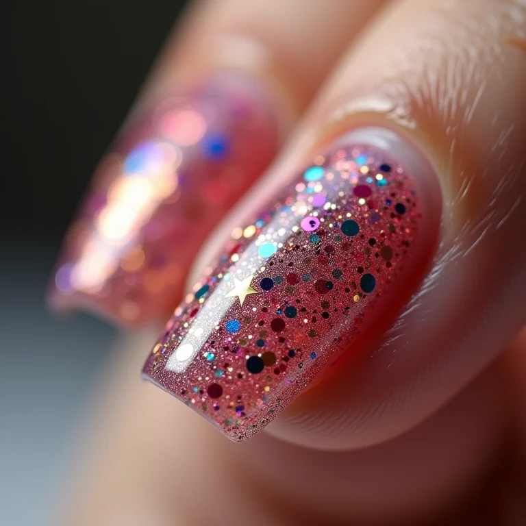 Unhas com glitter para crianças.