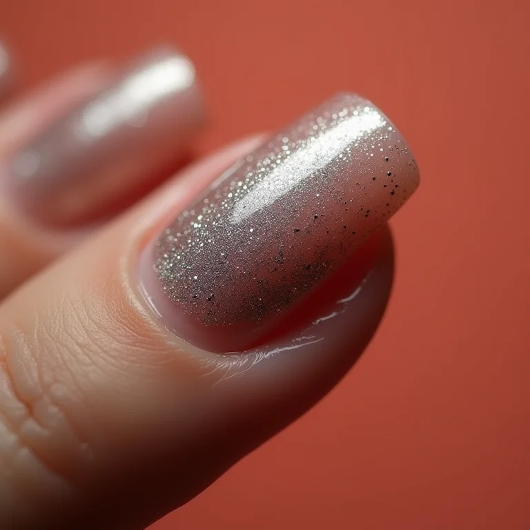 Unhas com glitter prata para o Ano Novo