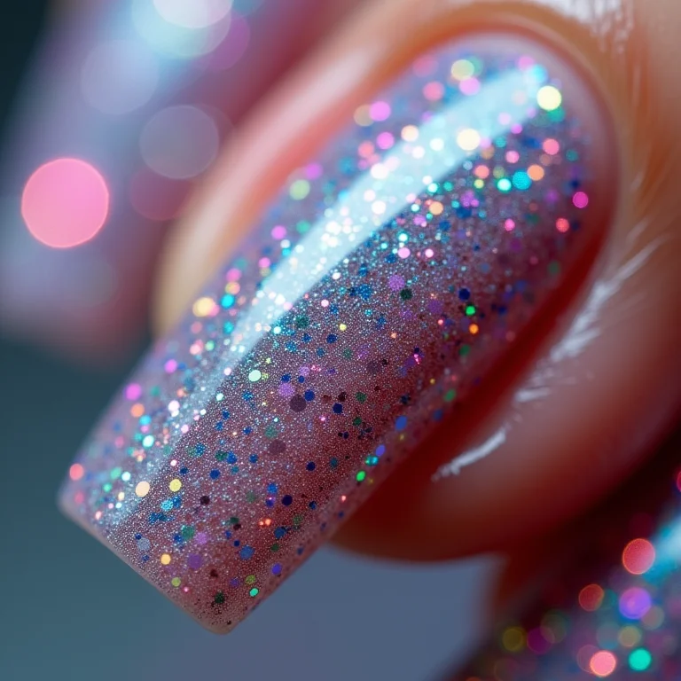 Unhas com muito glitter e brilho