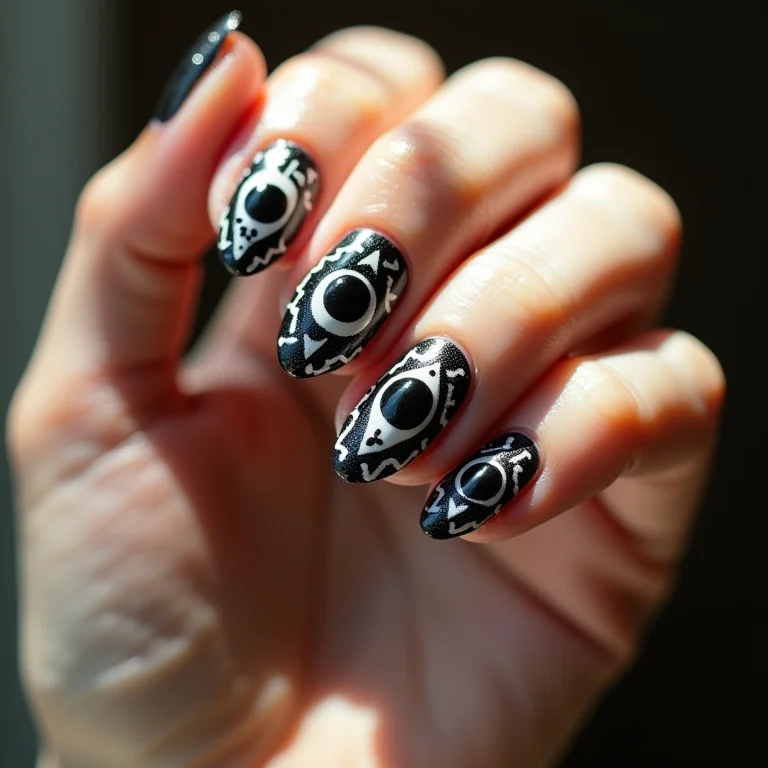 Unhas com olho grego geométrico