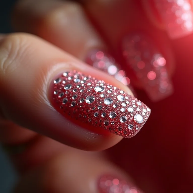 Unhas com pedrarias e strass