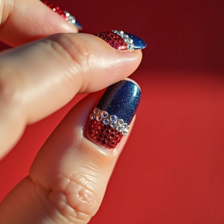 Unhas com pedrarias e strass para a Copa do Mundo.
