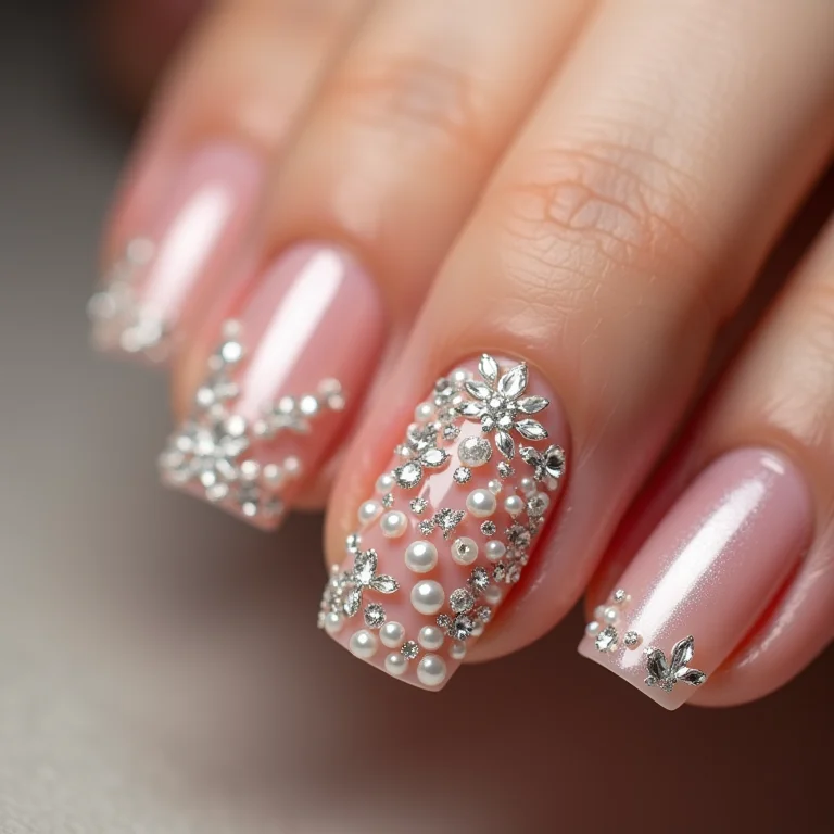 Unhas com pedrarias e strass
