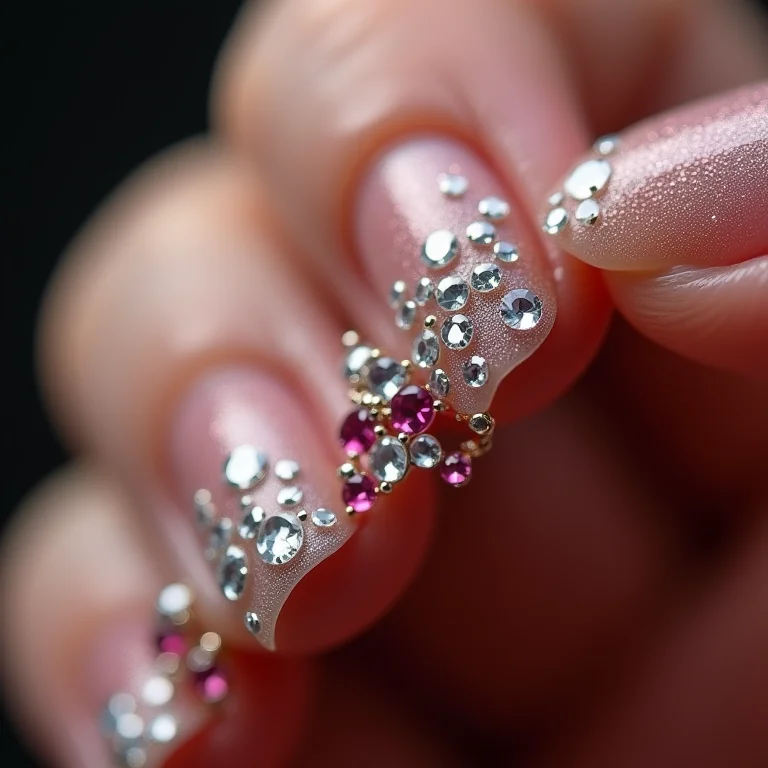 Unhas com pedrarias elegantes e sofisticadas