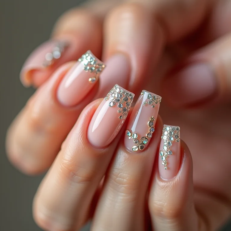 Unhas com pedrarias em gel