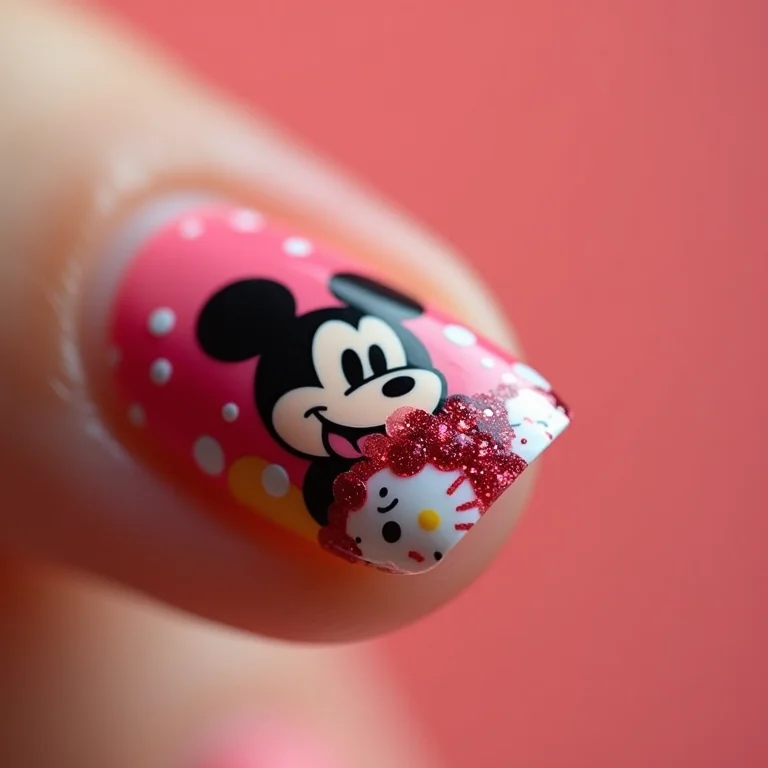 Unhas com personagens de desenhos animados fofos