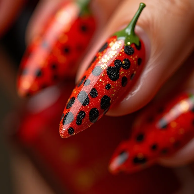 Unhas com pimenta e animal print