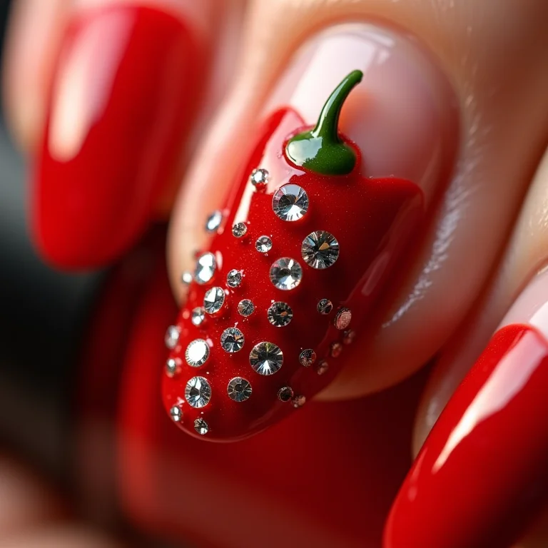 Unhas com pimenta e pedrarias