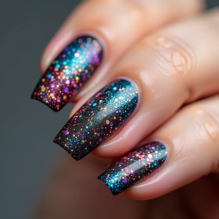 Unhas com pontilhismo artístico