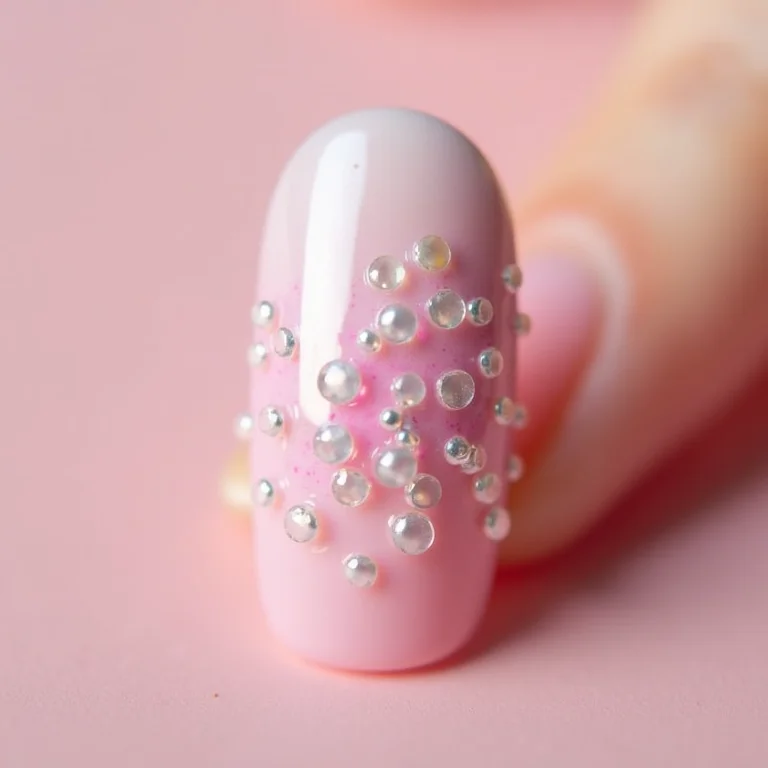 Unhas com pontilhismo delicado em tons pastel
