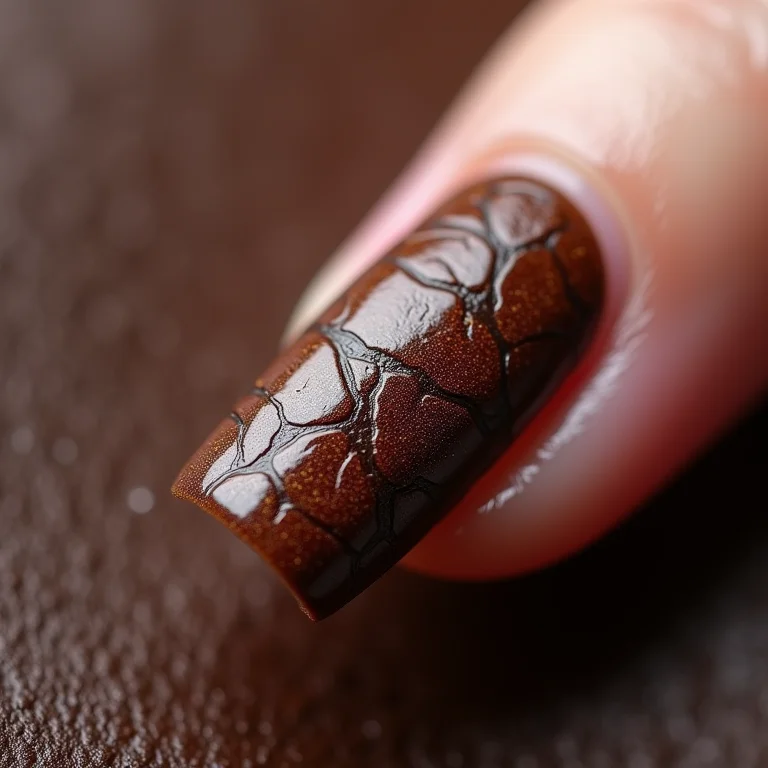 Unhas com textura de couro rústica e elegante