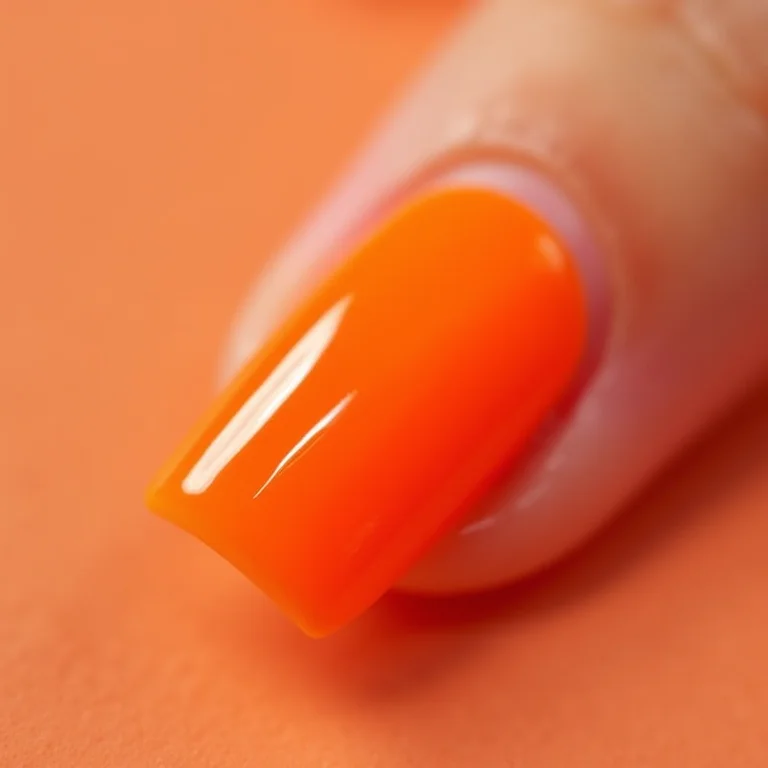 Unhas curtas laranja vibrante