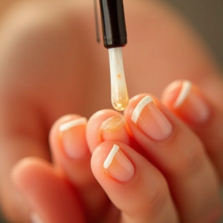 Unhas danificadas sendo tratadas com óleo de cutícula.