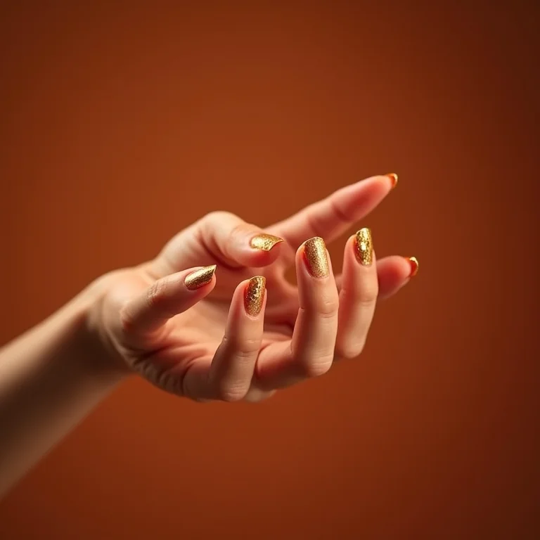 Unhas de folha de ouro fáceis de fazer em casa