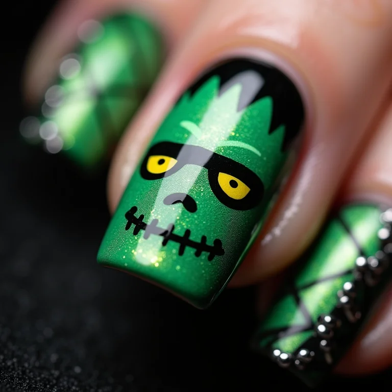 Unhas de Frankenstein com detalhes em close