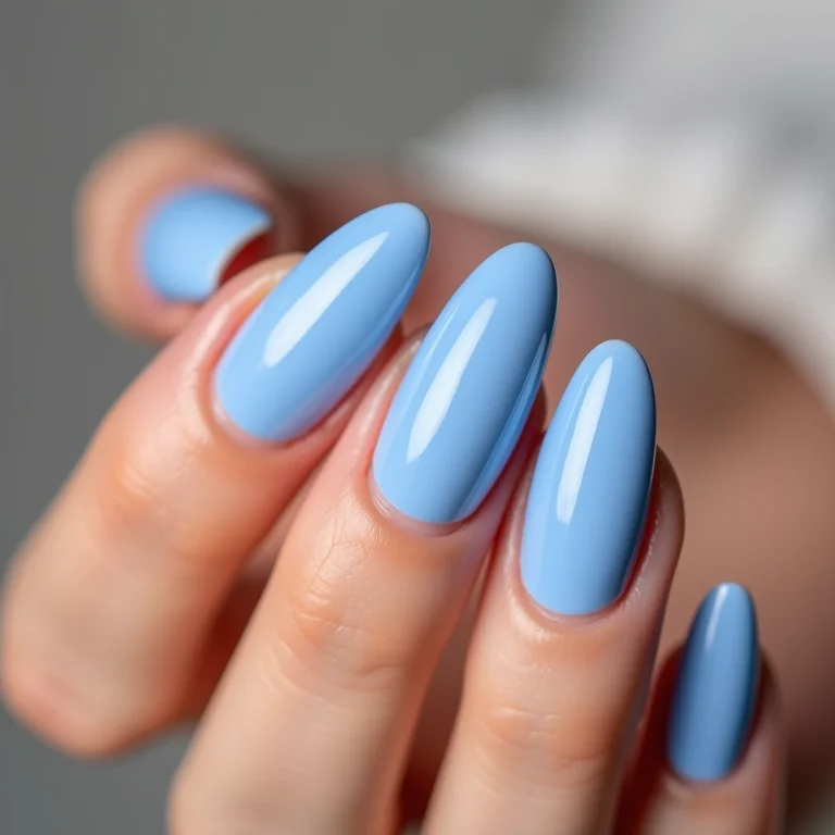 Unhas de gel azul serenity para um visual discreto