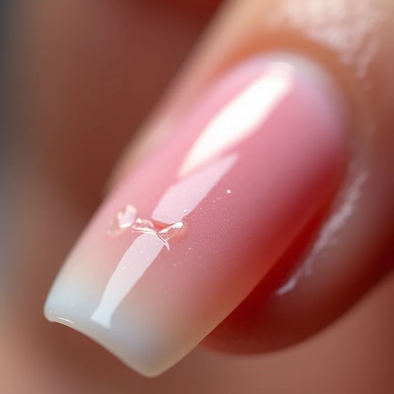 Unhas de gel com lascas mostrando tempo de duração