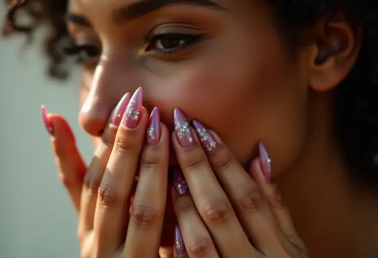 Unhas de gel decoradas com tips em destaque