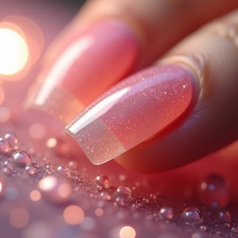 Unhas de gel encapsuladas com acrílico.