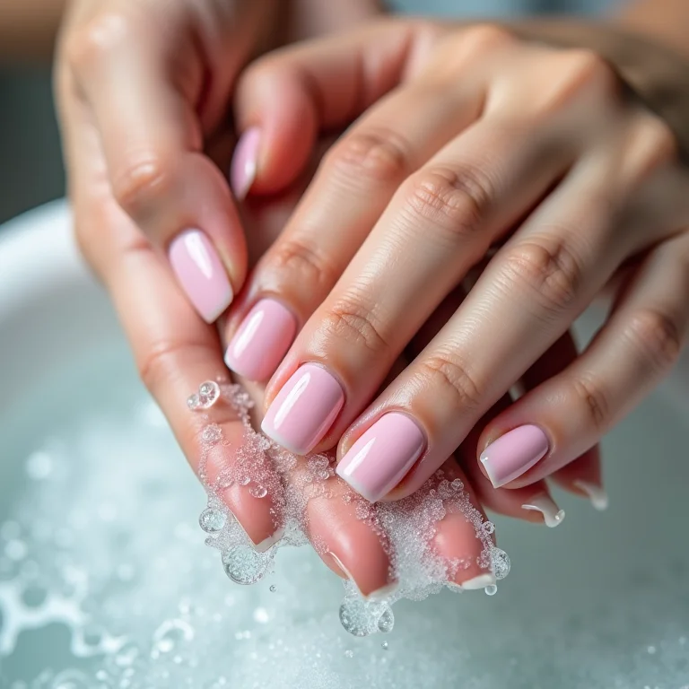 Unhas de gel expostas à água
