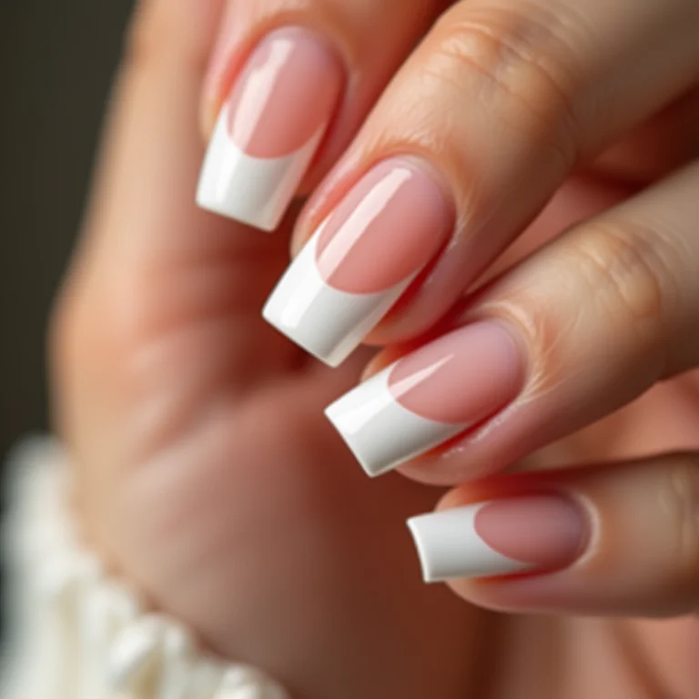 Unhas de gel francesinha clássica