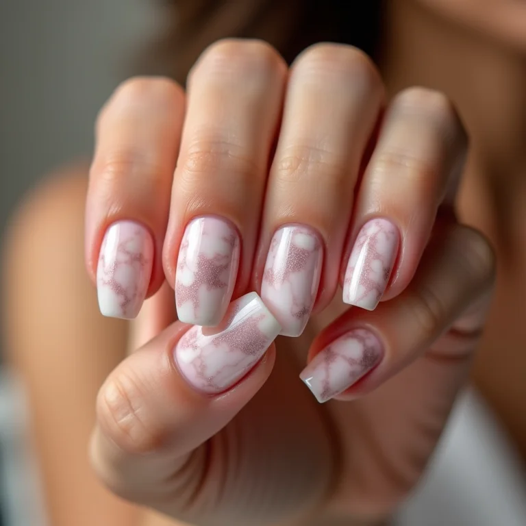 Unhas de gel marmorizadas