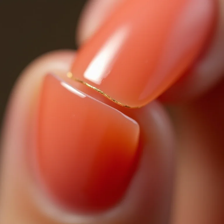 Unhas de gel minimalistas com detalhe em dourado