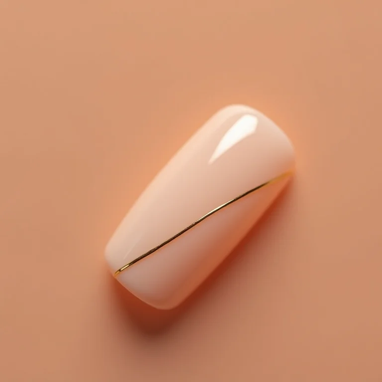 Unhas de gel minimalistas com linha dourada