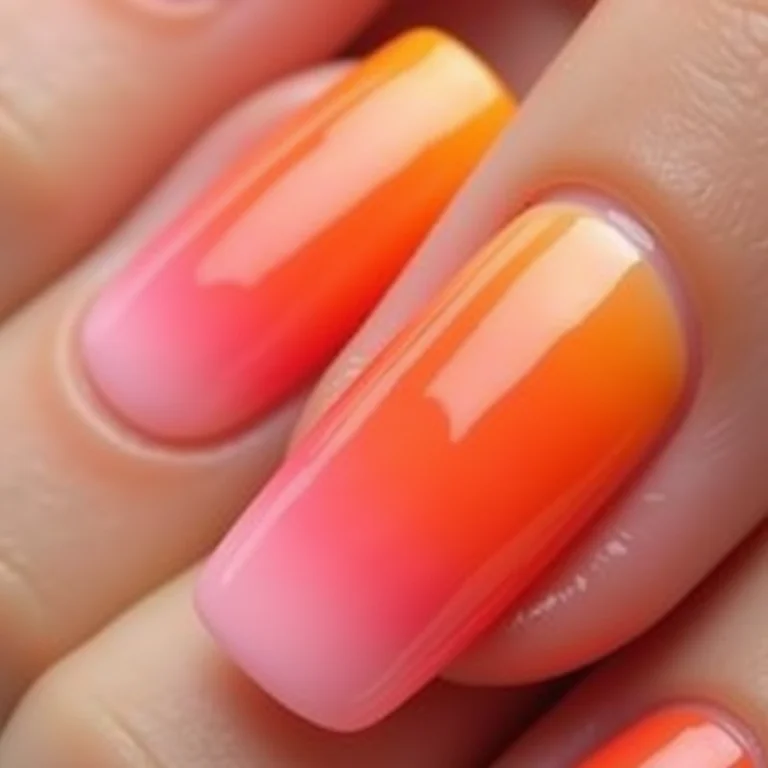 Unhas de gel ombré com cores vibrantes