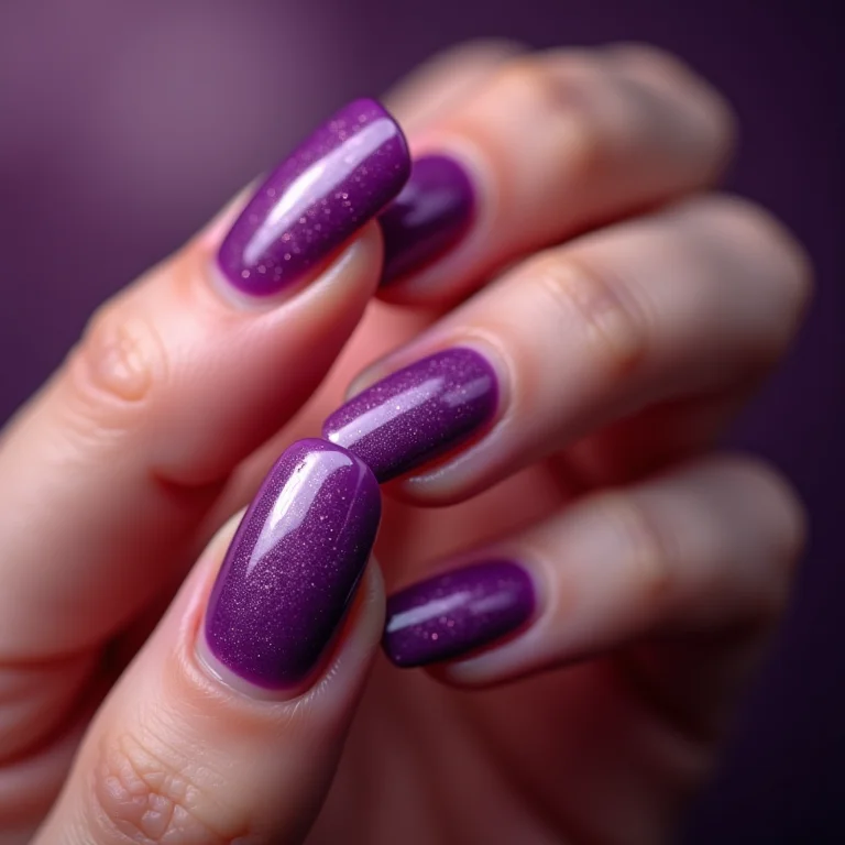 Unhas de gel roxo místico
