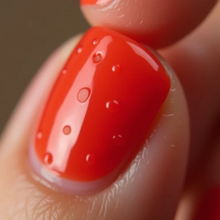 Unhas de morango com cutículas hidratadas e óleo.