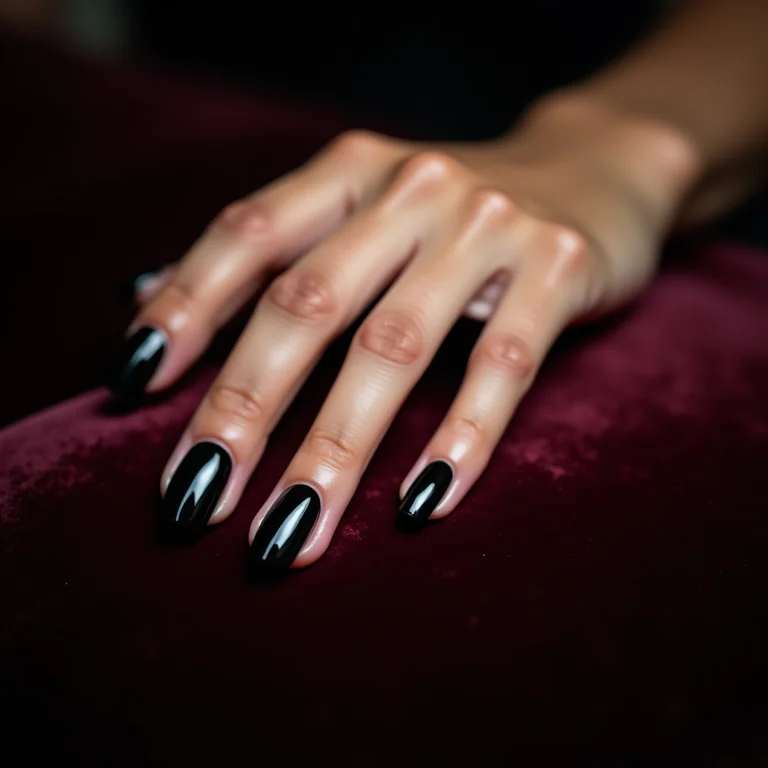 Unhas de vidro pretas com acabamento luxuoso