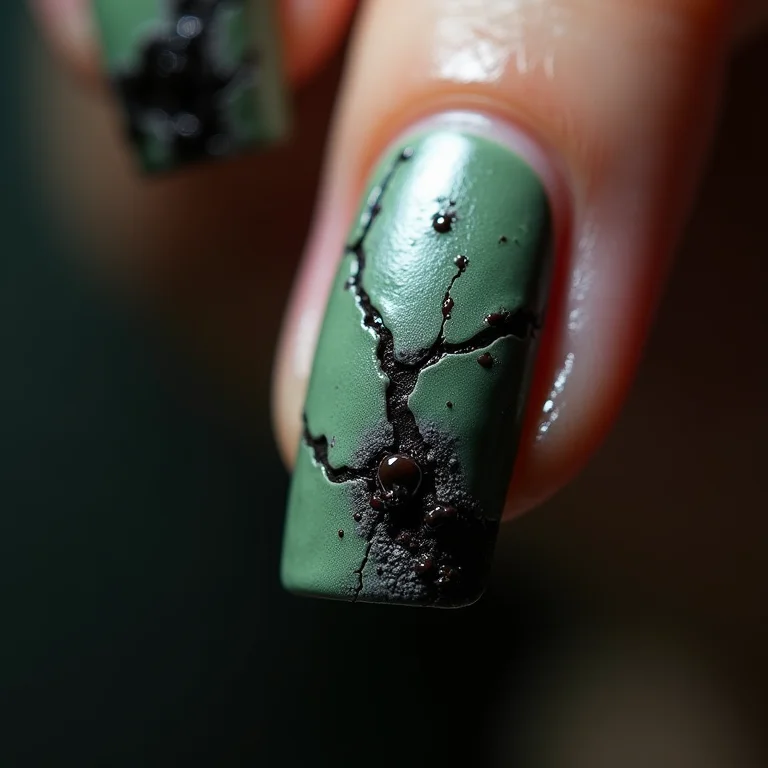 Unhas de Zumbi com efeito de pele em decomposição