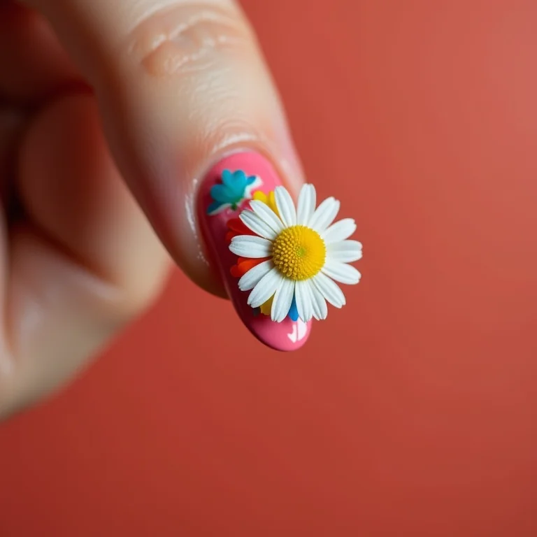 Unhas decoradas bandeirinhas coloridas