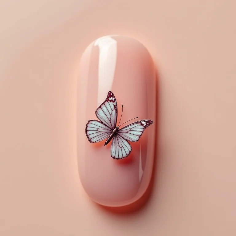 Unhas decoradas borboleta simples e elegante
