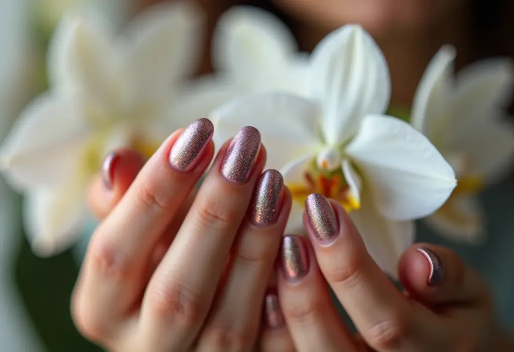 Unhas Decoradas Borboleta: O segredo para um visual delicado Unhas decoradas borboleta tocando orquídea branca