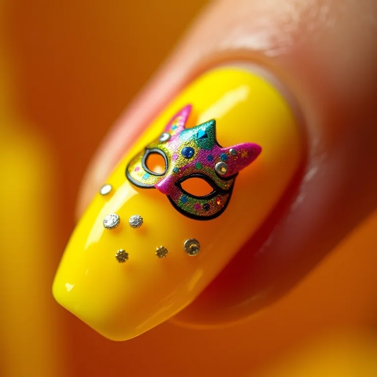 Unhas decoradas com a alegria do samba e pandeiro