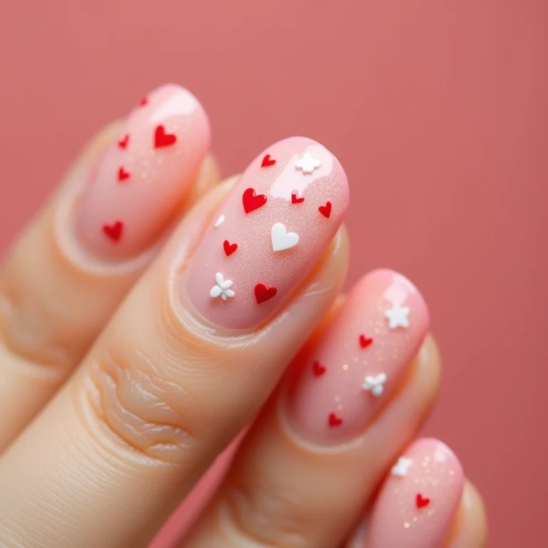 Unhas decoradas com adesivos temáticos
