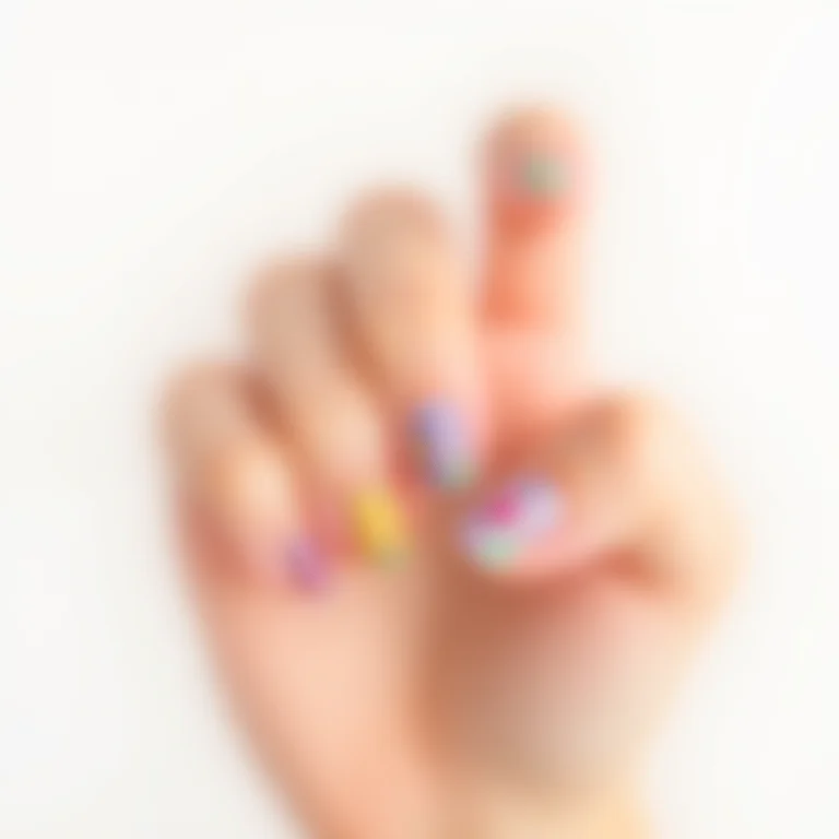 Unhas decoradas com adesivos temáticos