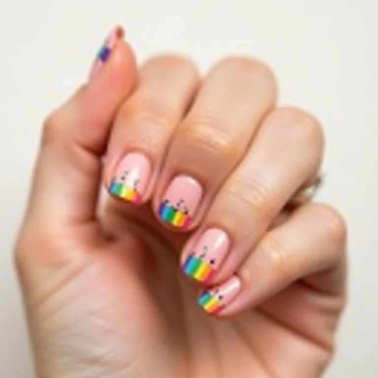 Unhas decoradas com bandeirinhas coloridas para Festa Junina